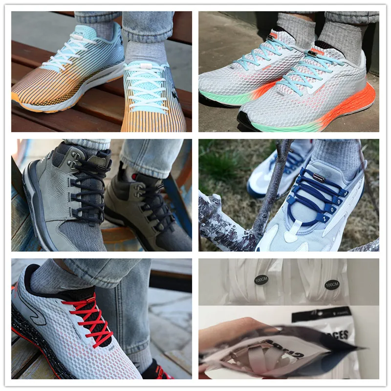 1 Pair Semicircle Elastic Laces Sneakers Shoes lace Round Color Metal Lock Shoelaces Without Ties Lazy Sports Lace Shoestrings