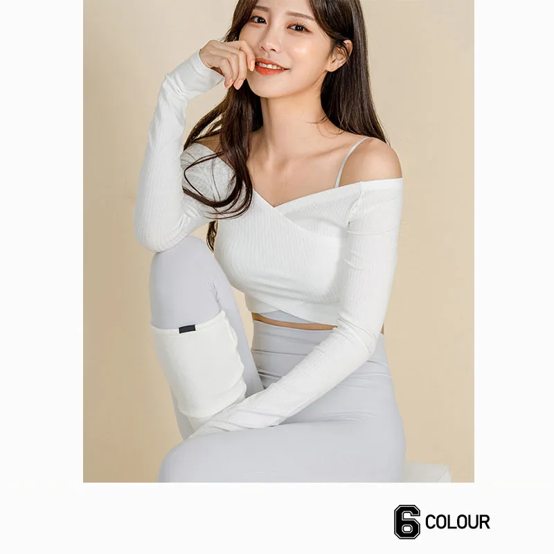 

2023 New Women One Shoulder Sexy Yoga Shirts Padded Sport Shirts Running Long-Sleeve Crop Tops Gym Mujer Workout Fitness Clothes