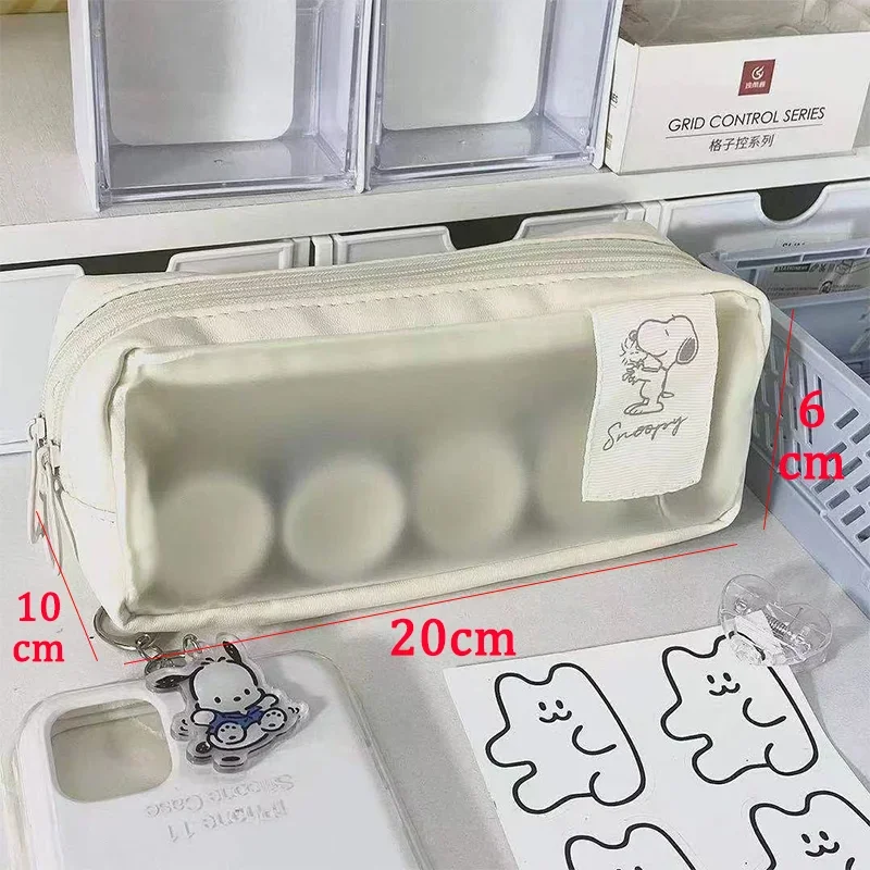 Snoopy Pencil Case Cartoon Pen Bag Cute Large Capacity Boys Girls Students School Supplies Pouch Translucent Office Kids Pen Box