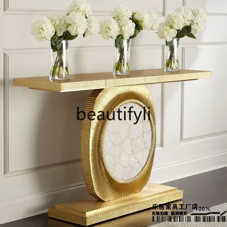 

A15 American golden corridor entrance table, high-end new console, modern end view table