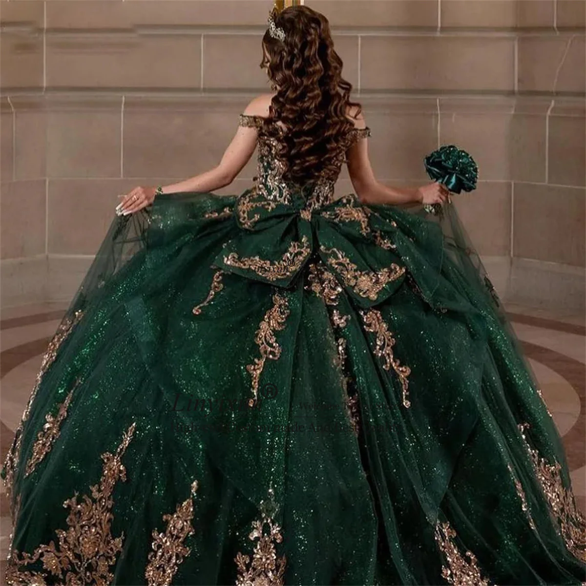 Abito da ballo principessa verde di lusso abiti Quinceanera perline Appliques di pizzo cristalli perline abito da sposa promgarty dolce 16 vestito