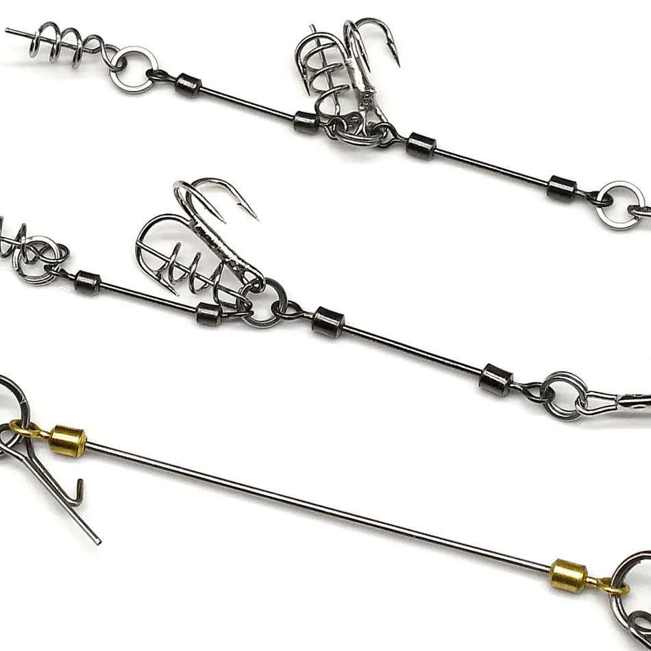 MNFT Pike Stinger Rig Drillinge S M L Multi-Depth Screw Angelhaken mit Sinker Weight Pin Connector Set für Swimbait – Detail 5