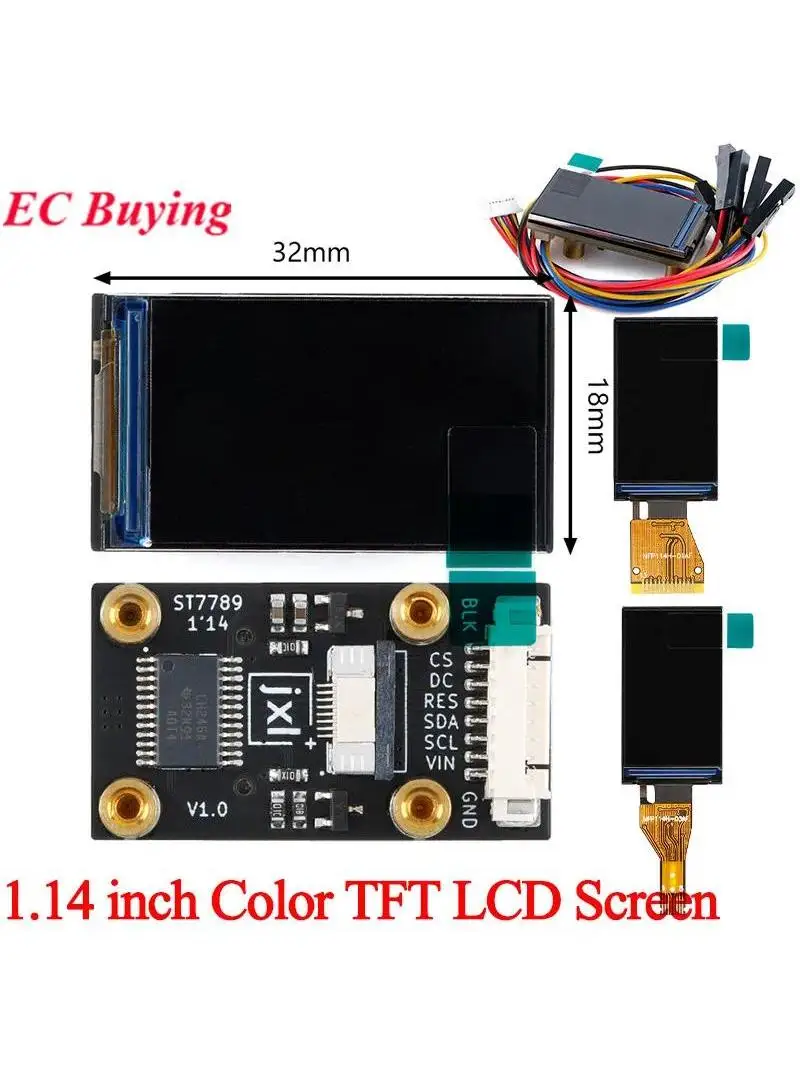 Module d'affichage d'écran LCD couleur TFT IPS 1.14 pouces HD 262K, pilote 135x240 ST7789 SPI pour carte de développement Arduino ESP32 3.3V/5V