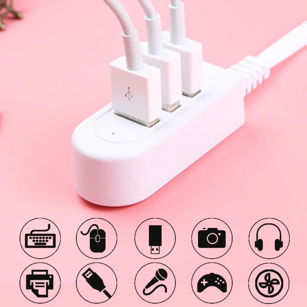 30cm/120cm 3-Port USB Hub with Built-in Cable Portable Data Hub Extender Cord Charging Power Port for Charge Devices