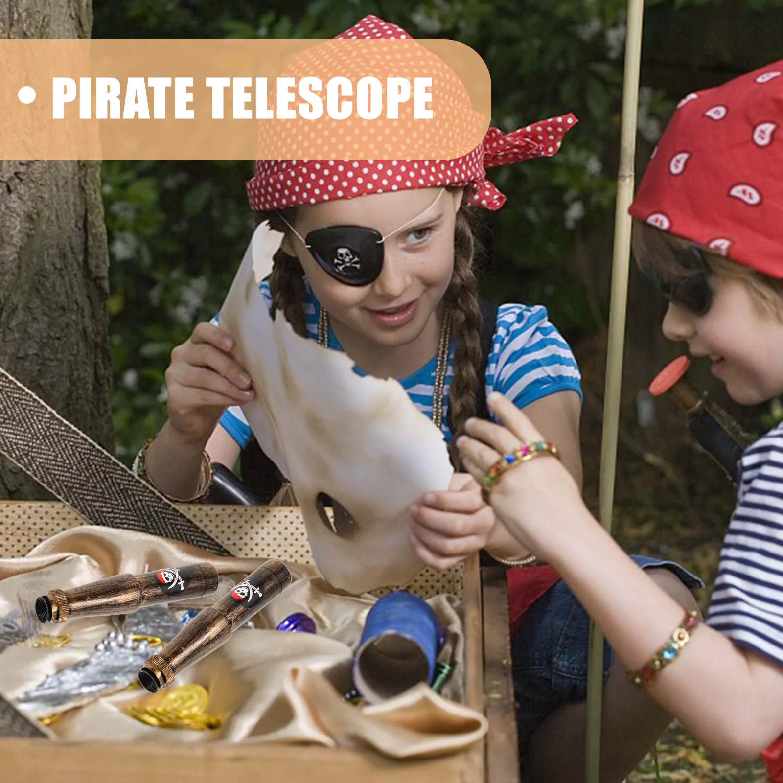 6 قطعة من البلاستيك القراصنة أحادي تلسكوب دائم المحمولة لحفلة القراصنة صور الدعائم تأثيري ديكور أحادي تلسكوب