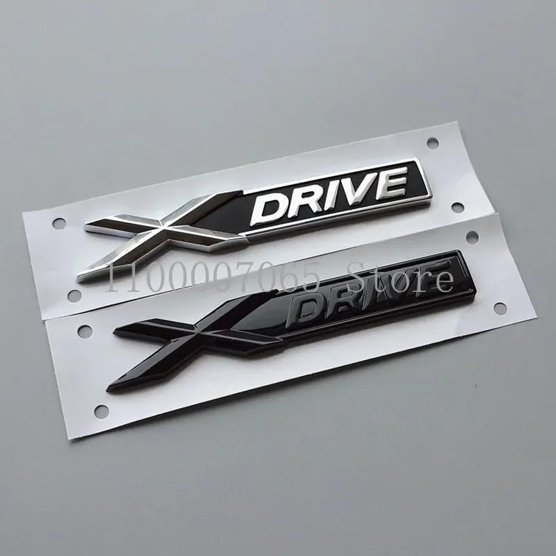 11.2cm Chrome Black Old XDRIVE Badge ABS Car Emblem Sticker for Fender Side Doors Trunk Logo Car Accessory Capital Words