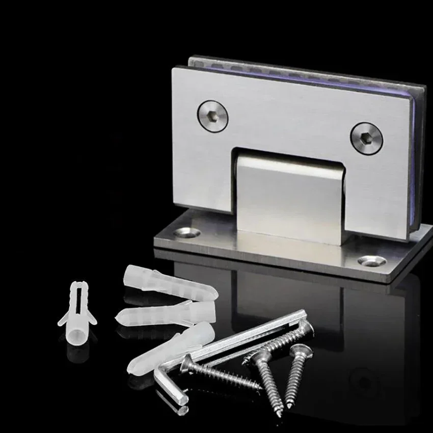 Stainless Steel Shower Glass Door Hinge 90 Degree Wall-to-Glass Showcase Cabinet Clamp Glass Shower Doors Hinge, Burshed петли