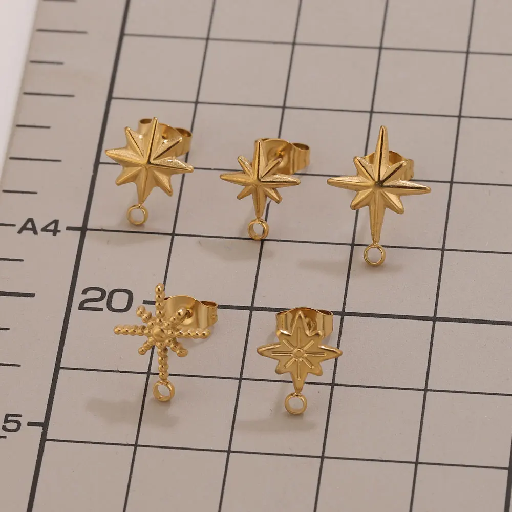 6pcs Stainless Steel Star Earrings Studs for Earrings Making Tools 18k PVD Gold Plated Earrings Piercing Post Jewelry Findings view 2