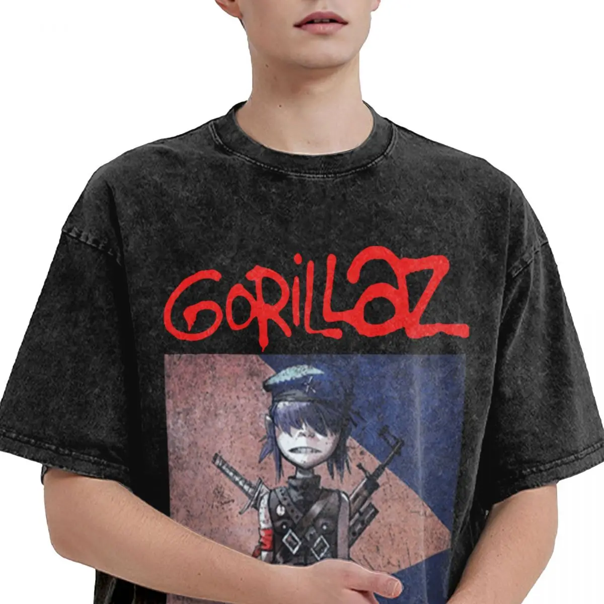 Washed T Shirts Timothee Chalamet Gorillaz Hip Hop T-Shirt Music Band Punk Rock Streetwear Cotton Summer Tops Tees Men Women