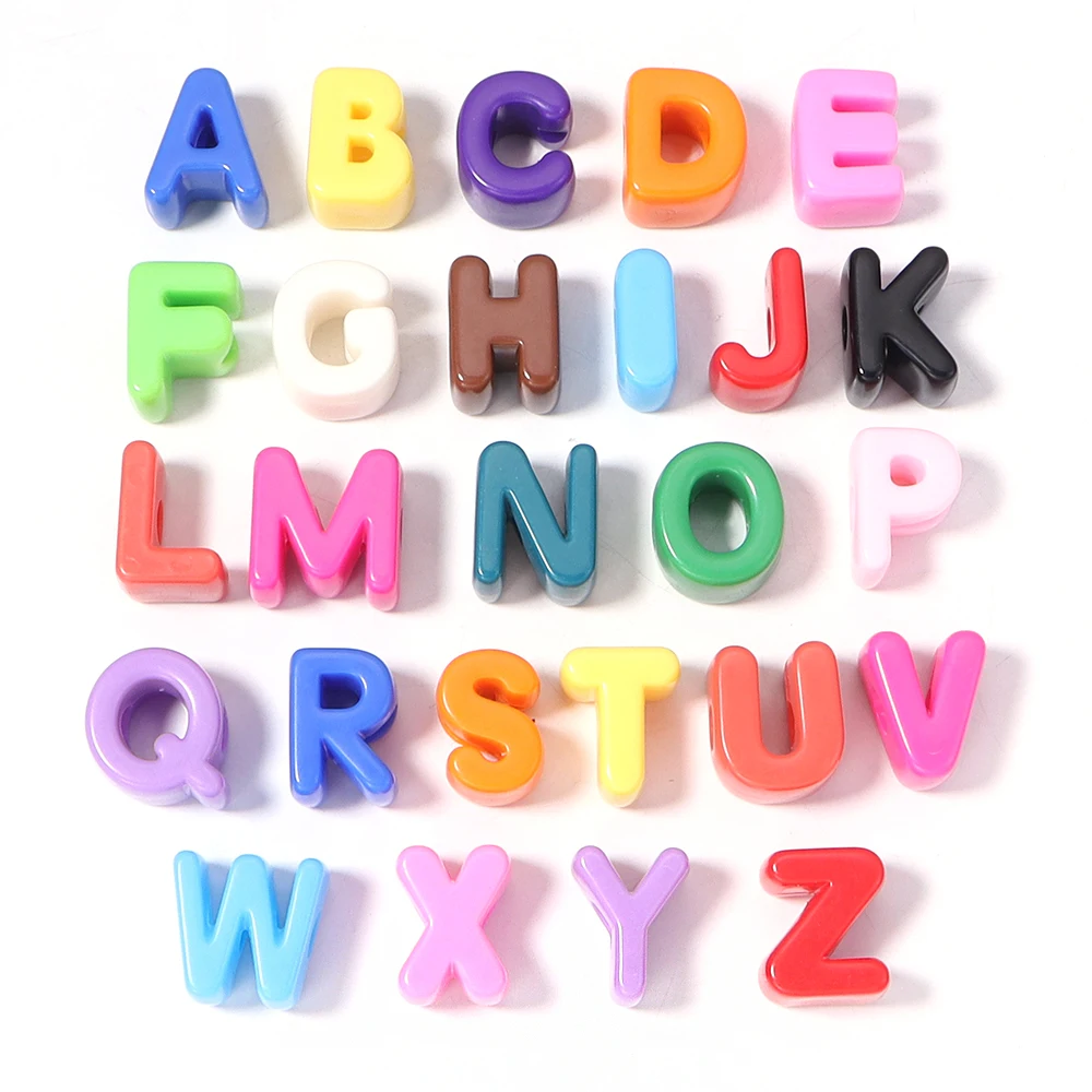 10pcs A-Z Letter Beads Acrylic Alphabet Beads Largr Size Loose Beads  For Jewelry Making DIY Keychain Phone Chain Accessories view 2