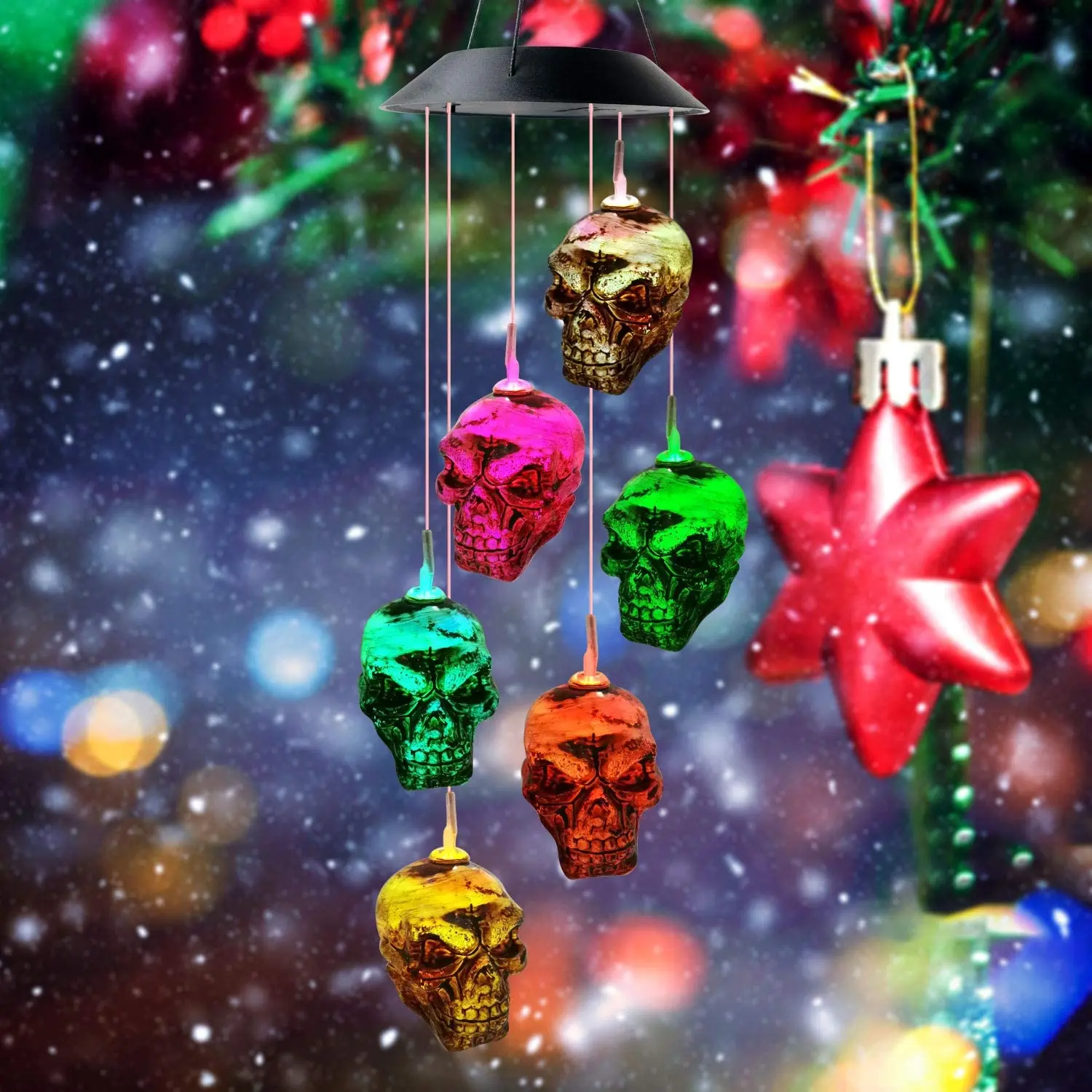 Skeleton Skull Wind Chimes Solar Wind Chimes Kids Gifts Decoration Outdoor Gift Garden Decoration Holiday Lights