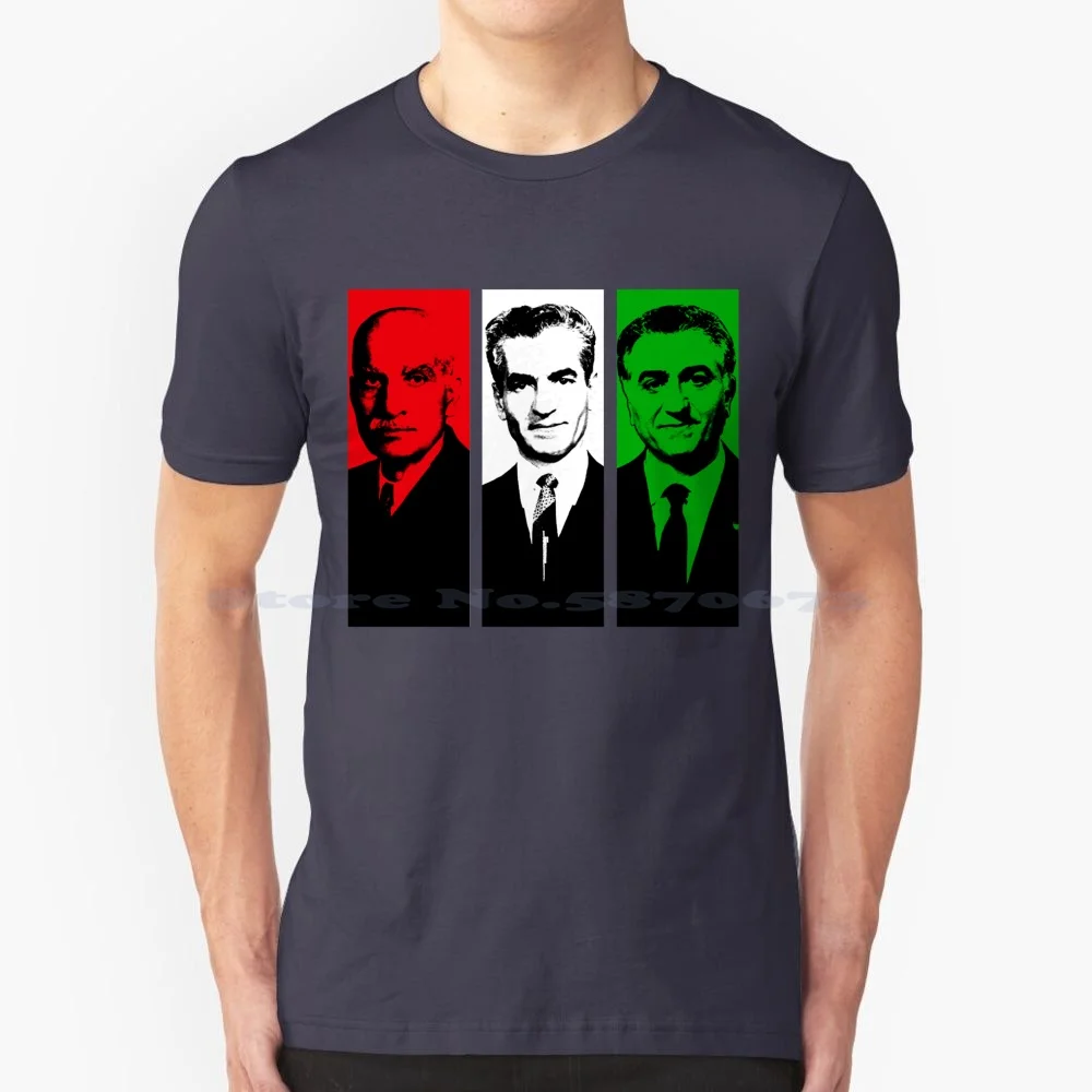 Pahlavi Kings Of Iran By Fereshteh Gilaki T Shirt 100% Cotton Tee Shahanshah Reza Shah Second Farah Pahlavi Iranian Farsi