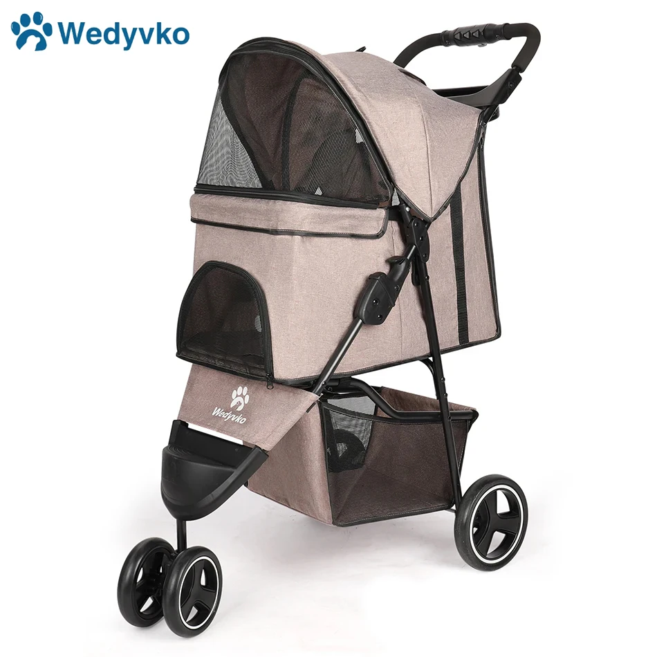 Portable pet trolleys 3 Wheels Pet Strollers Outdoor Travel Carrier Cat Dog Pet Cart Strollers