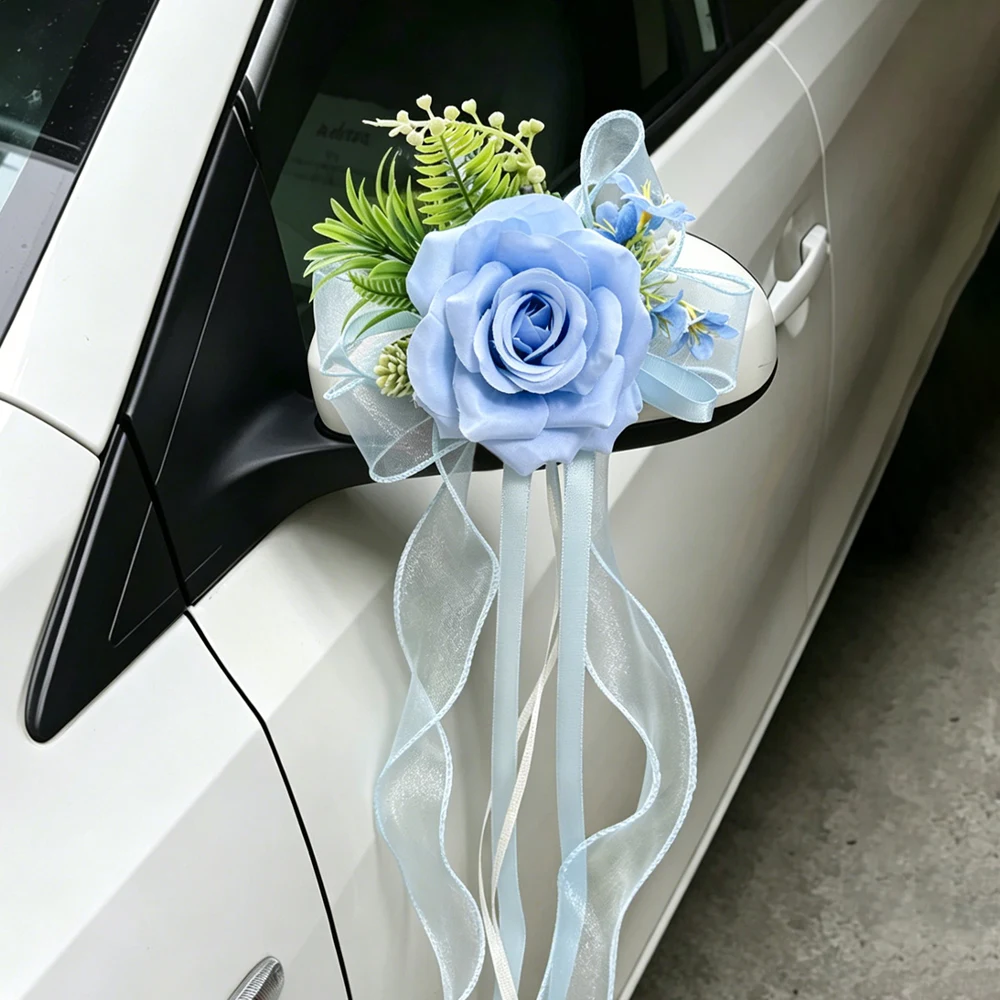 Große Rosenblume mit gekräuselten Rändern und Saugnapf, künstliche Blumendekoration für Hochzeitsauto-Rückspiegel, Party-Gang-Stuhl-Dekoration – Detail 7