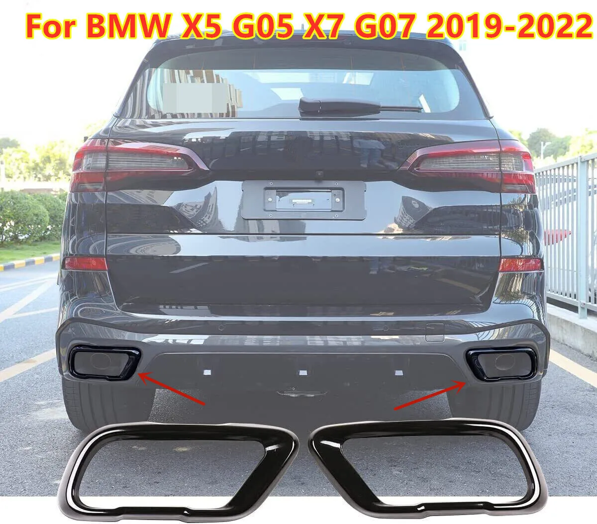 

Black Rear Exhaust Muffler Tail Pipe Trim Cover For BMW X5 G05 X7 G07 2019-2022