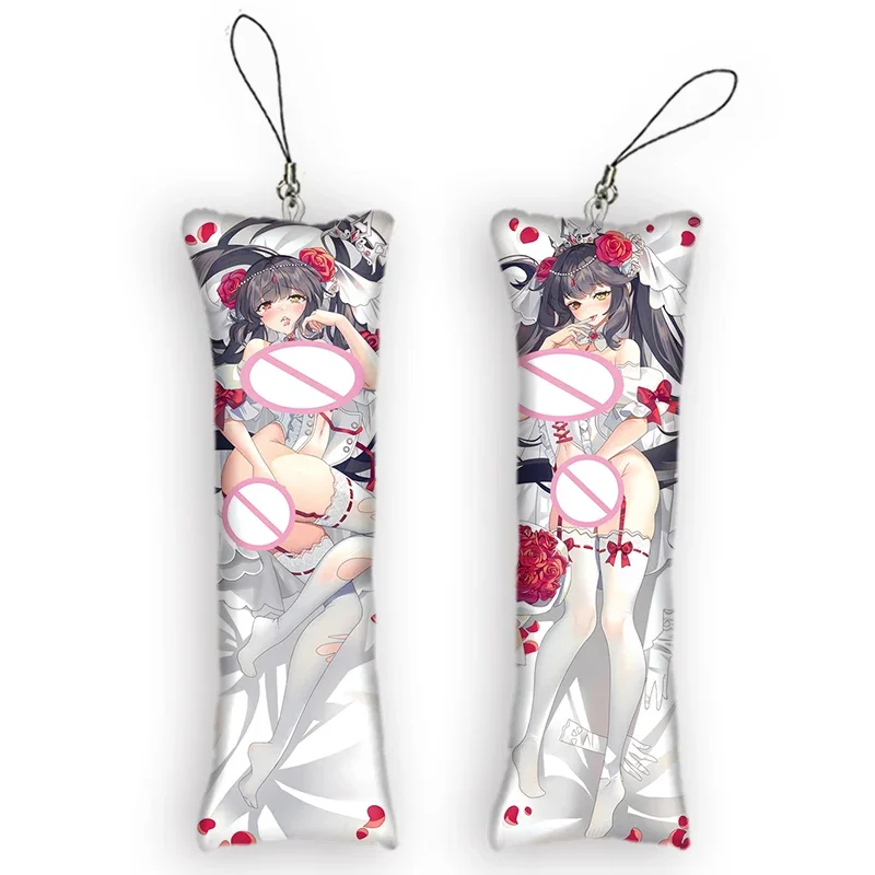 New Pattern Cute Japanese Anime Mini Dakimakura Key Chain Date A Live Kurumi Tokisaki Small Pillow Pendant Otaku Backpack Decor