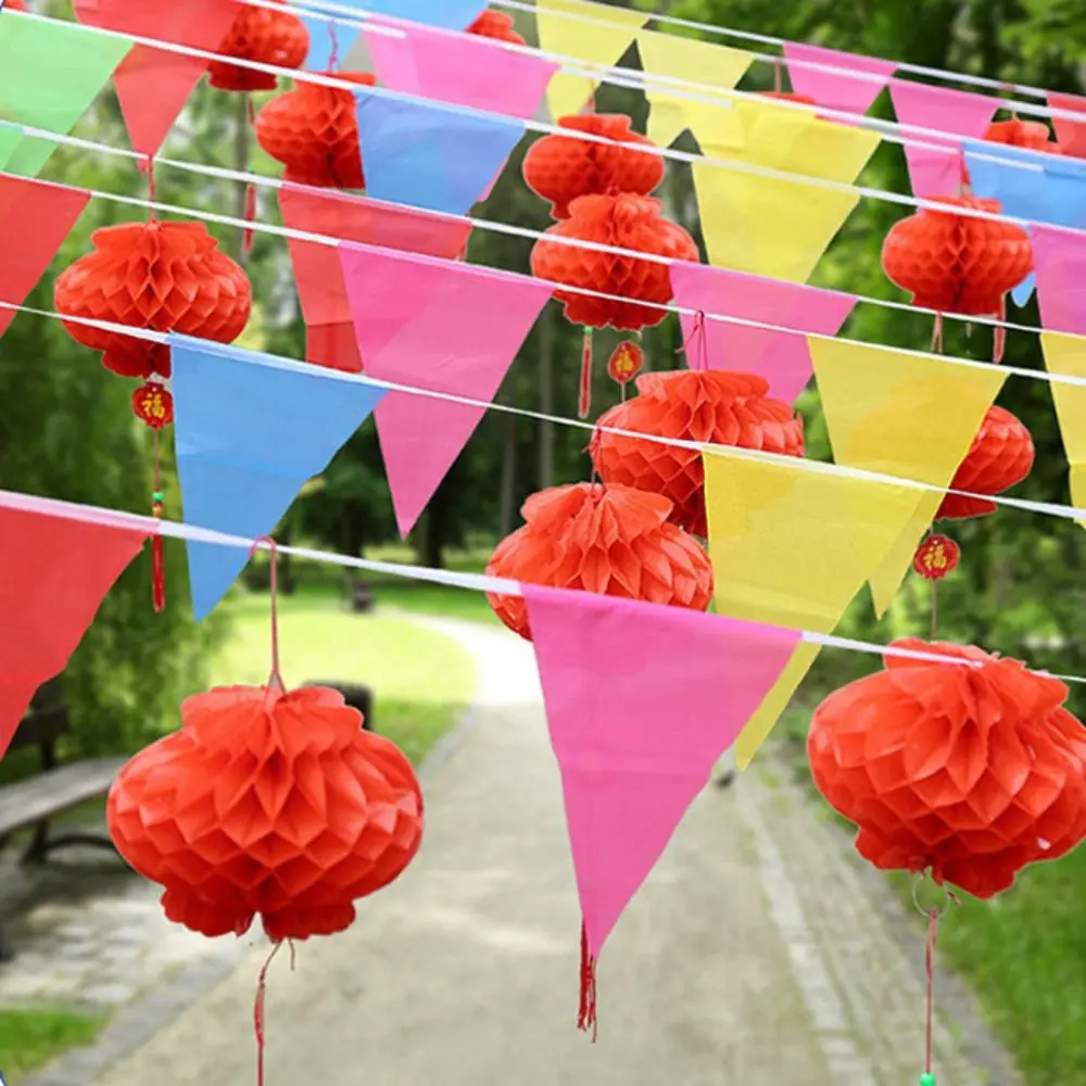 

100m Multicolored Triangle Flags Colorful Wedding Supplies Party Bunting Banner Decoration Home Garden