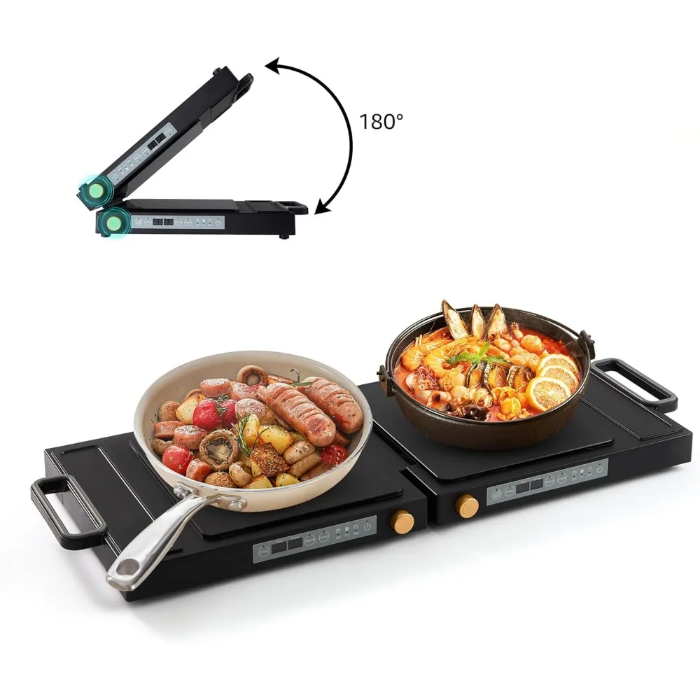 1800W Foldable Fast Warm-Up Electric Countertop Hot Plates for Cooking Portable Hot Pot for Home Kitchen (Black)