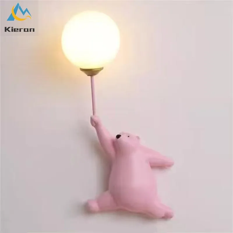

Nordic Modern Polar Bear LED Wall Lamp Bedroom Study Restaurant Hotel Bedside Wall Lamps Living Room Decoration Resin Wall Light