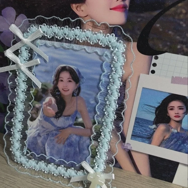 Square Lace Photocard Holder 7 Colors Bow Ruffle Ins Polaroid Card Sleeve DIY Decoration kpop photocard holder for Ita Bag