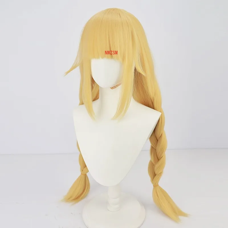 Ya Boy Kongming Tsukimi Eiko Cosplay Wig Long Blonde Ponytails Anime Paripi Koumei Halloween Party Black Cap Singer Costume Prop