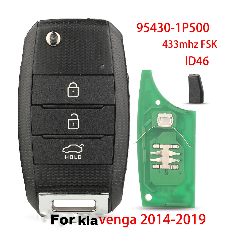 

Jingyuqin дистанционный ключ от автомобиля 95430-1P500 433 МГц FSK ID46 для Kia Venga 2014-2019 складной ключ управления флизером