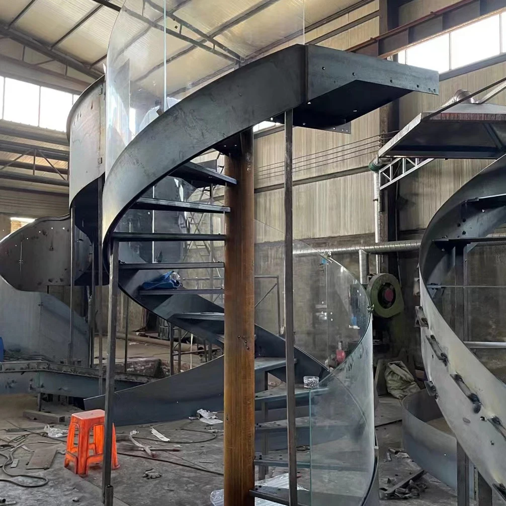 Customization Customized Curve Stairs Modern Luxury Indoor Spiral Solid Wooden Steps Treads Staircase System