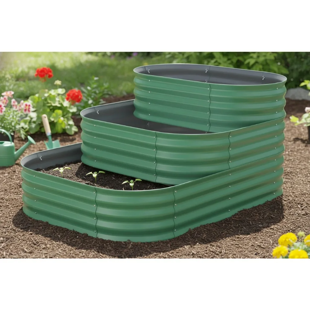 

Large 61x42x31in Galvanized Raised Garden Bed Kit - Modular 3-in-1 Outdoor Planter Box for Vegetables Herbs Flowers