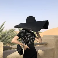 Summer Foldable Portable Oversized Sun Hat For Women Elegant 70cm Diameter Large Wide Brim Straw Hat Multicolor Gorras Beach Cap - Image 5