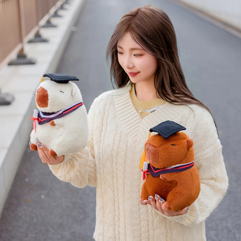 新しい動物ドクター帽子カピバラぬいぐるみ大学院ぬいぐるみかわいいぬいぐるみぬいぐるみソフト漫画枕卒業ギフト女の子のための