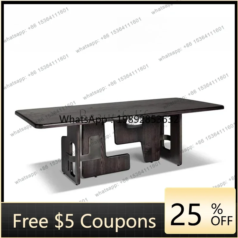 

FF New modern simple medieval solid wood dining table Chinese retro personalized creative office long table