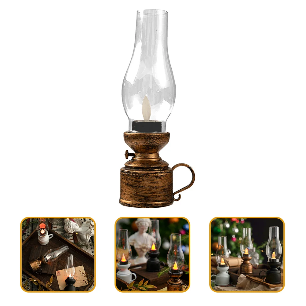 

Electronic Kerosene Lamp Sturdy LED Oil Lantern Glass Flameless Plastic Pp Component Indoor Lamps for Use