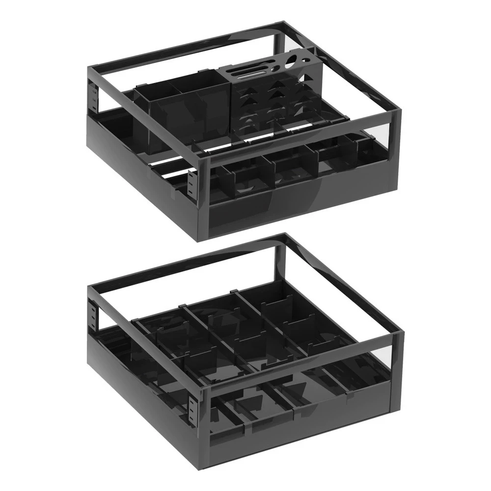 -oo Wide-edge Nano-black Double-layer Seasoning Basket Pull-out Drawer Type Cabinet Storage Rack for Dishes and Bowls