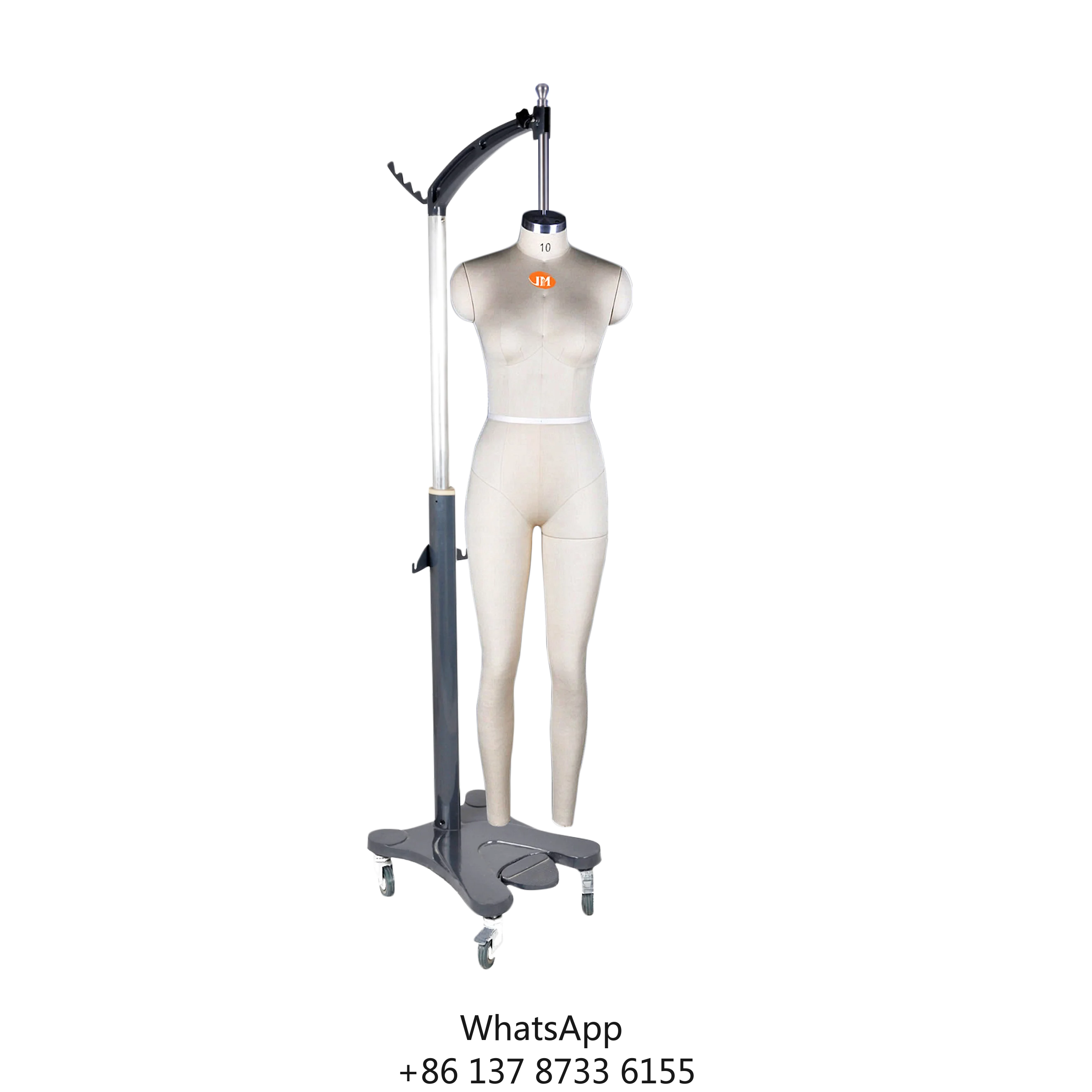 Hot Sale JMWF_10 Female Mannequin Dress Form US Size 10 Fiberglass Detachable Legs Adjustable Hanging Pole Customizable
