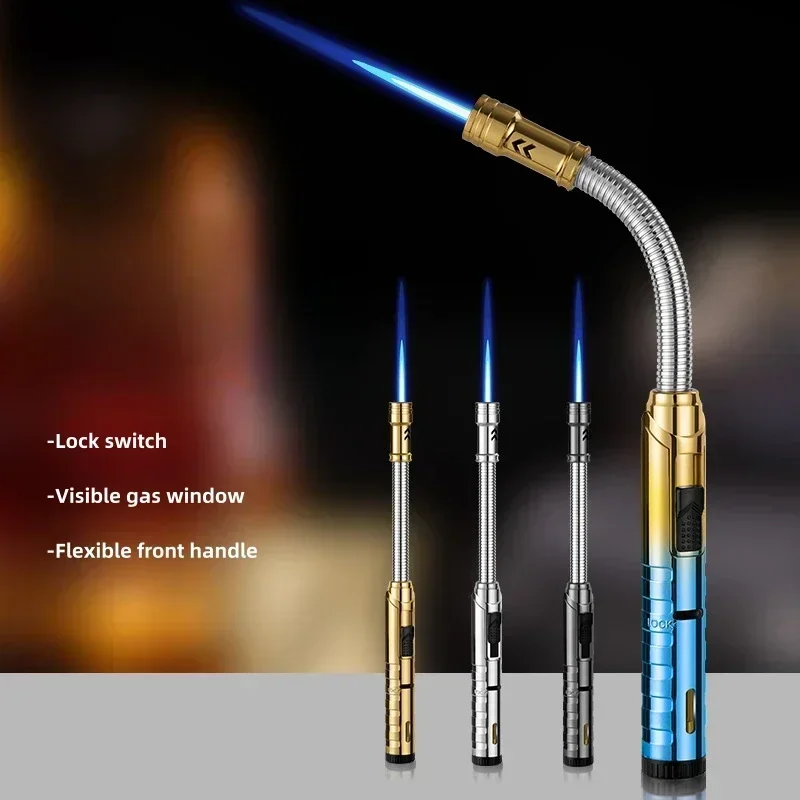 2026 New 360° Hose Welding Gun Windproof Jet Blue Flame Butane Gas Torch Lighter Is The First Choice for Men’s Gifts