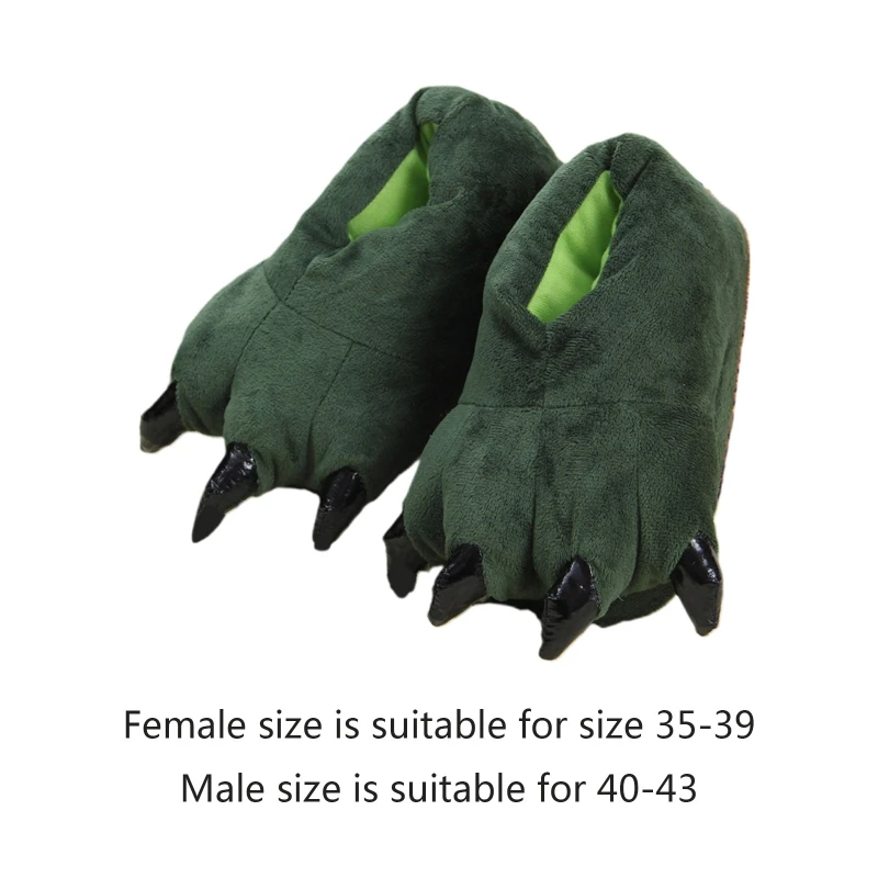 Dinosaur 3D Claw Feet Plush Slippers Furry Leopard Animal Slippers Unisex House Shoe 9 Color Optional Winter Warm Gift