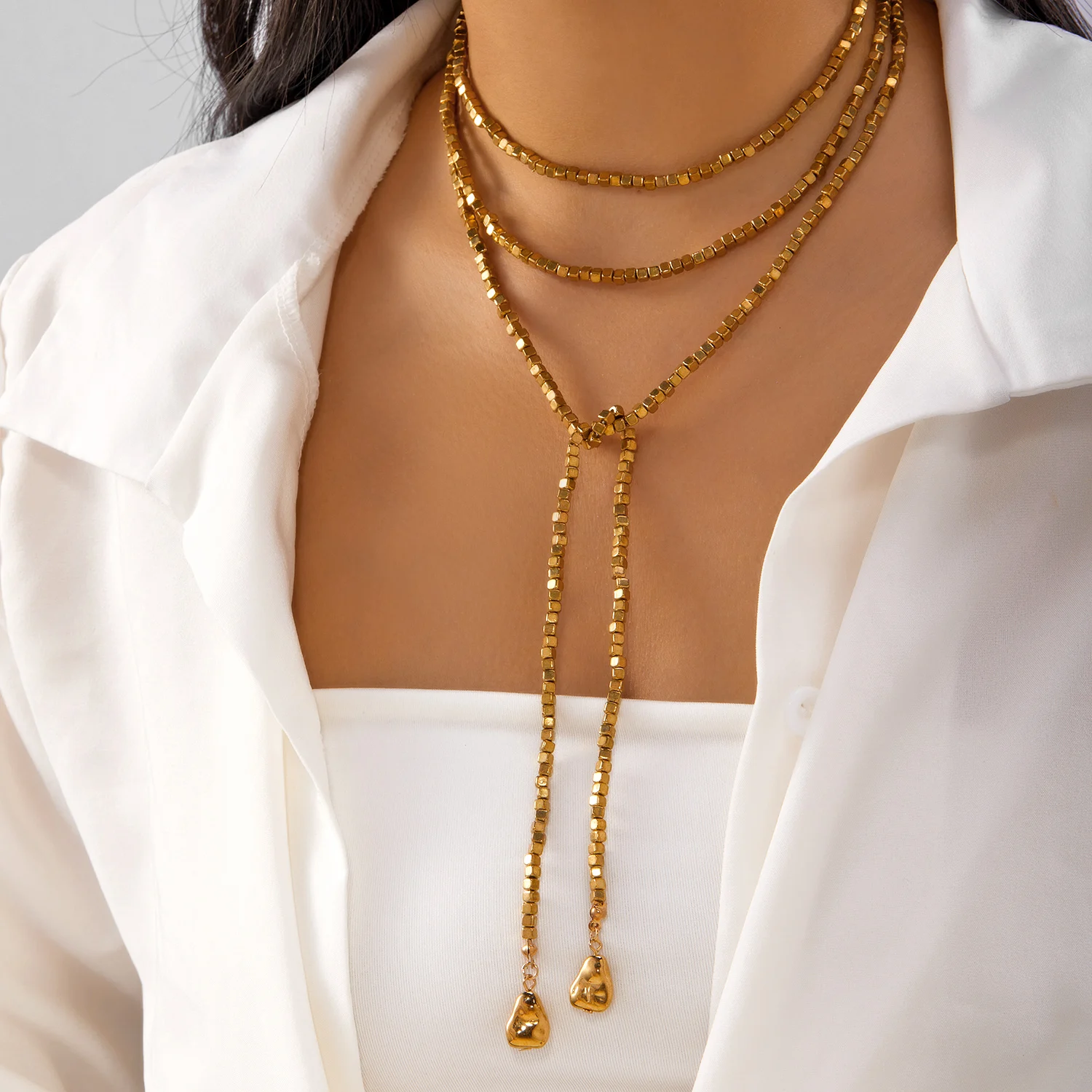 2026 neue kreative Hip-Hop unregelmäßige CCB lange Halskette für Frauen Mode super Licht Y-förmigen Anhänger Halskette Schmuck Geschenk – Detail 1