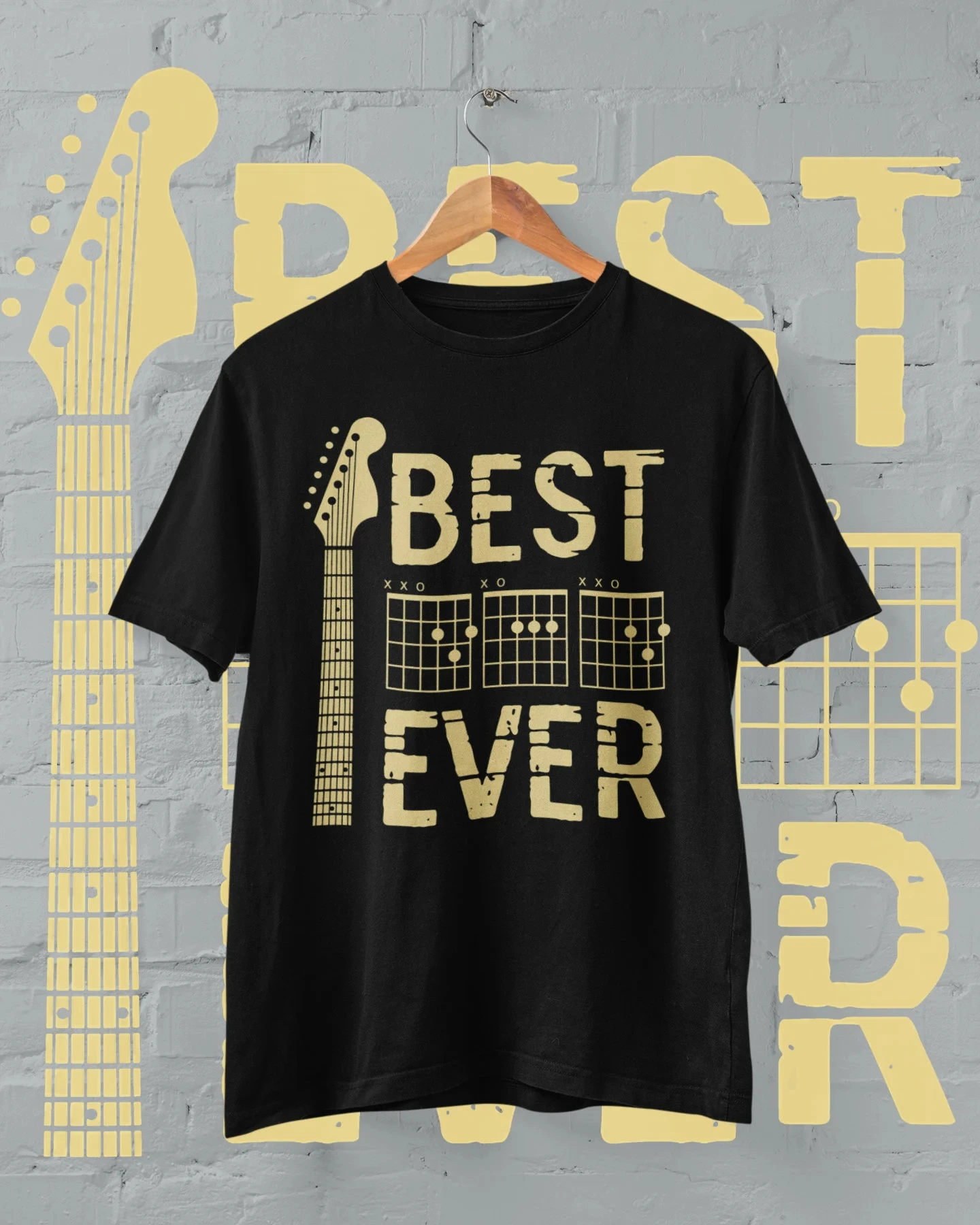 The Best Dad with Guitar Chords Spell Dad Fun Guitar T-shirt for Dad G3 Comfortable Breathable for Everyday men clothing