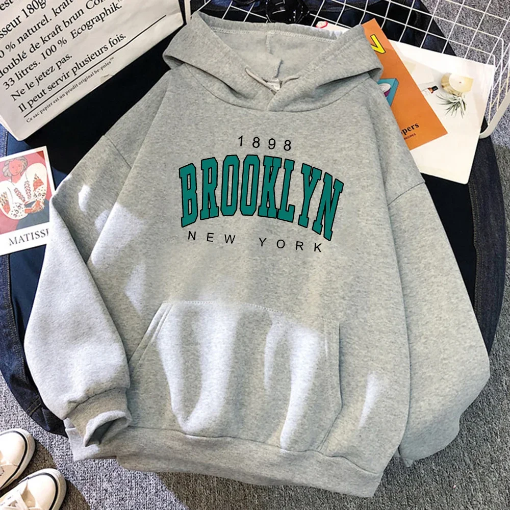 1898 Brooklyn New York Printed Women Hoodies Fashion Fleece Hoody Creativity Pullover Clothing Street Loose Sweatshirts Women\'S