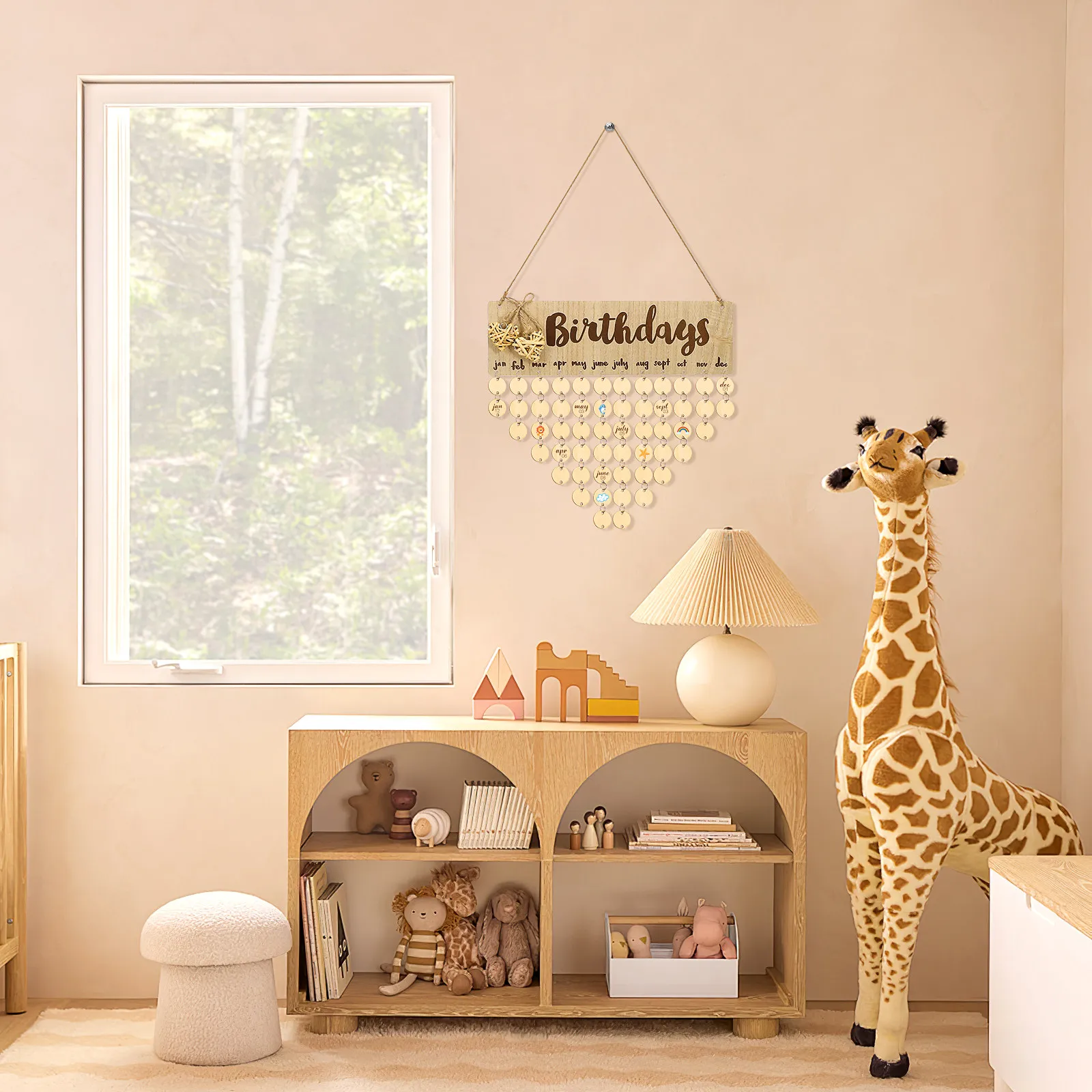 

Деревянный календарь-плакетка на день рождения, подвесные круглые диски для заметок, напоминаний, украшение для семейной стены, домашняя вечеринка, деревянный календарь