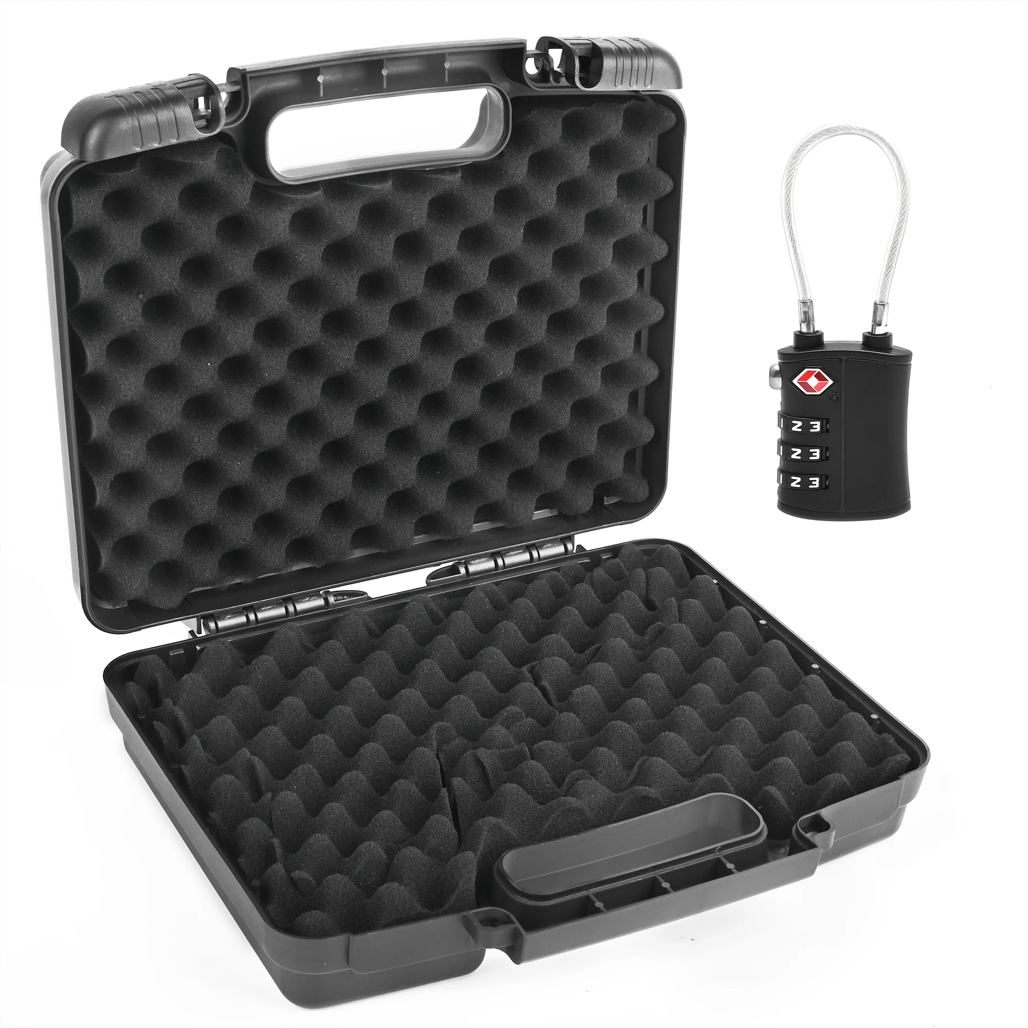Pre-Cut 9mm Gun Case with 1 TSA Lock, Lockable Hard Handgun Case for Pistols & Revolvers – Shockproof, Portable Gun Storage & Transport