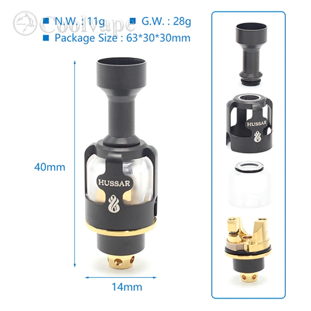 SXK Hussar AMU RBA Ss316 Airpin 1.0 + 1.2 + 1.8 + 2.5 + 3.0 + 3.5 BB/ Boro tank replacement coil for coils & atomizers - gallery image 2