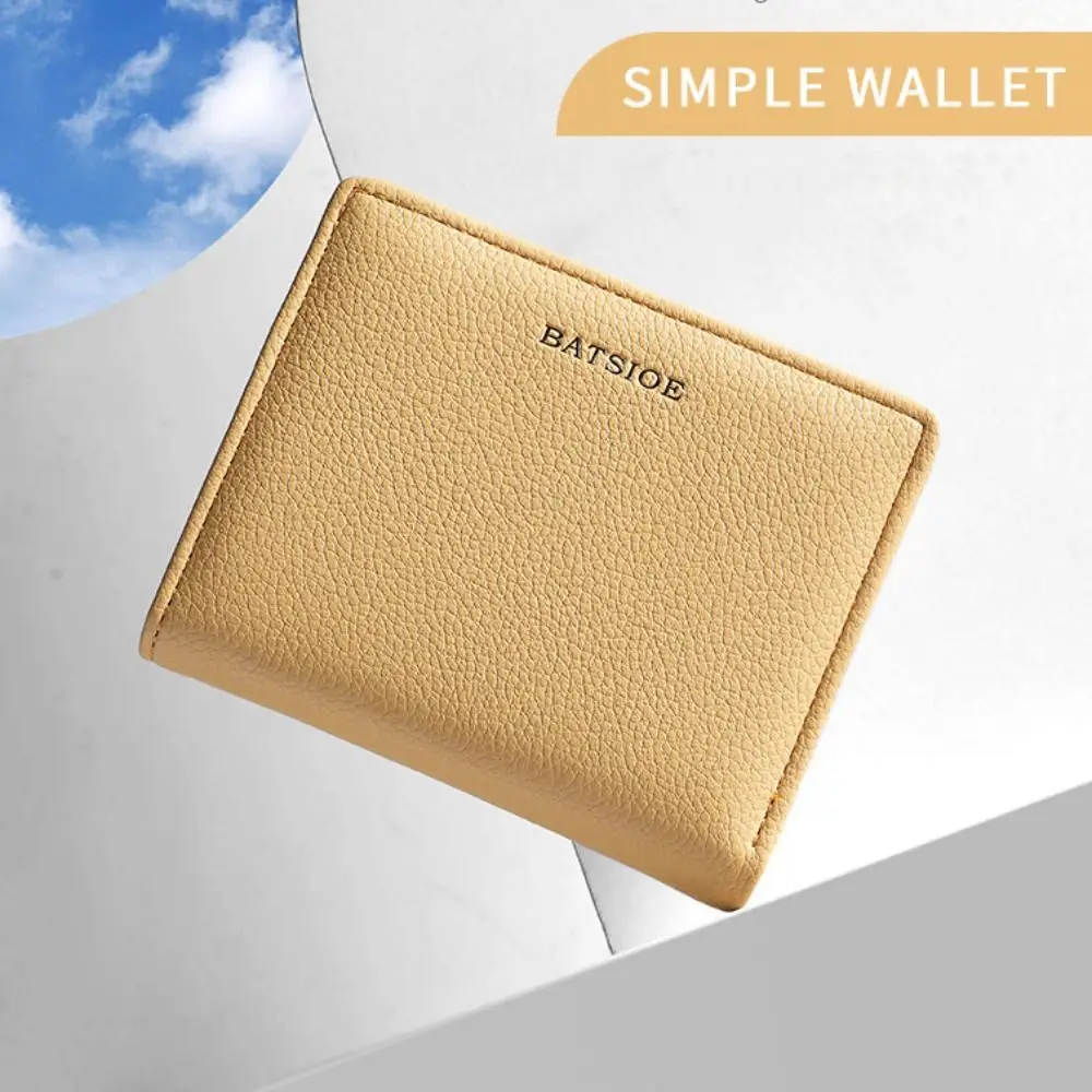 PU Leather Short Wallet For Women\'s Fashion Solid Color Large Capacity Lady Handbag Foldable Thin Card Holder Coin Purses