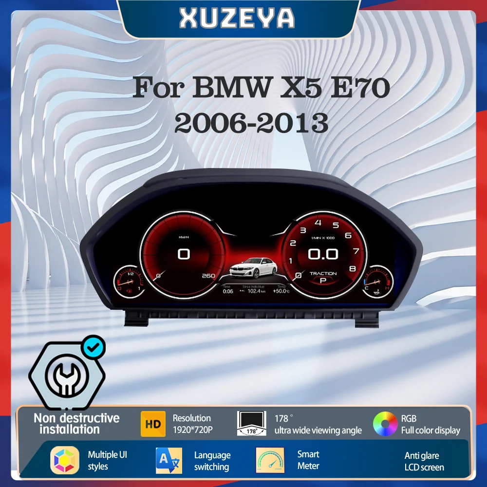 

12.3''Digital instrument cluster for BMW X5 E70 X6 E71 2006-2013 CCC CIC Odometer,HUD instrument cluster, speedometer cluster