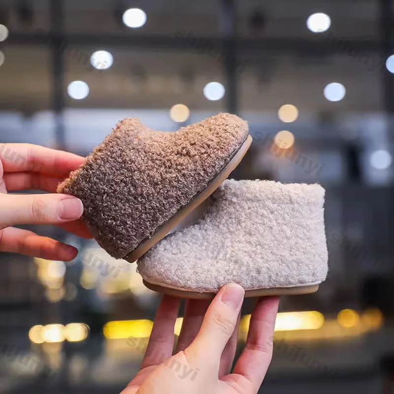 

Сапоги принцессы, детские осенне-зимние новые теплые хлопковые туфли на плоской подошве, плюшевые ботинки для маленьких девочек, нескользящие модные ботинки на боковой молнии