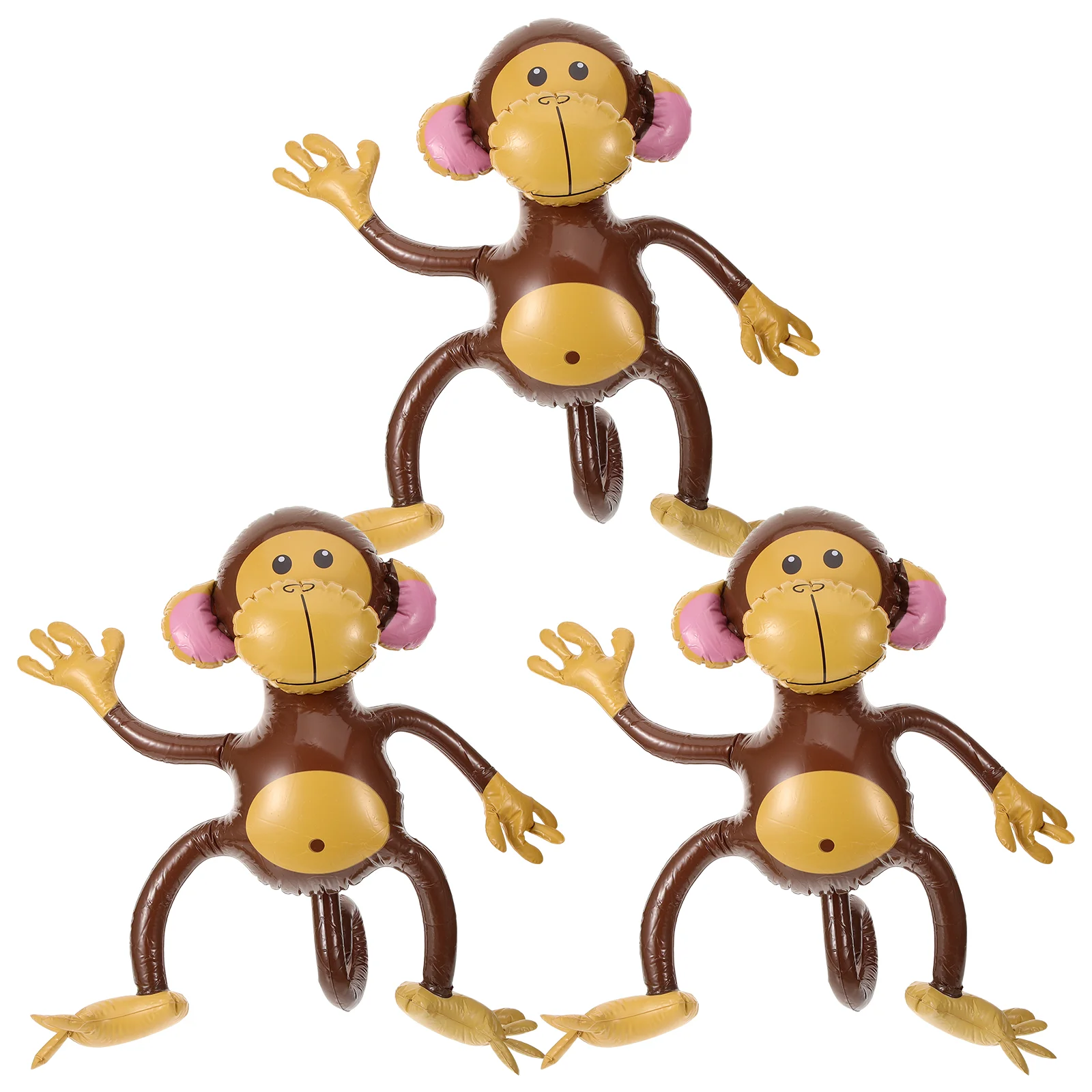 

3 Pcs Inflatable Monkey Summer Toys Kids Zoo Balloons PVC Classroom Decor Monkeys Plastic Child Cartoon