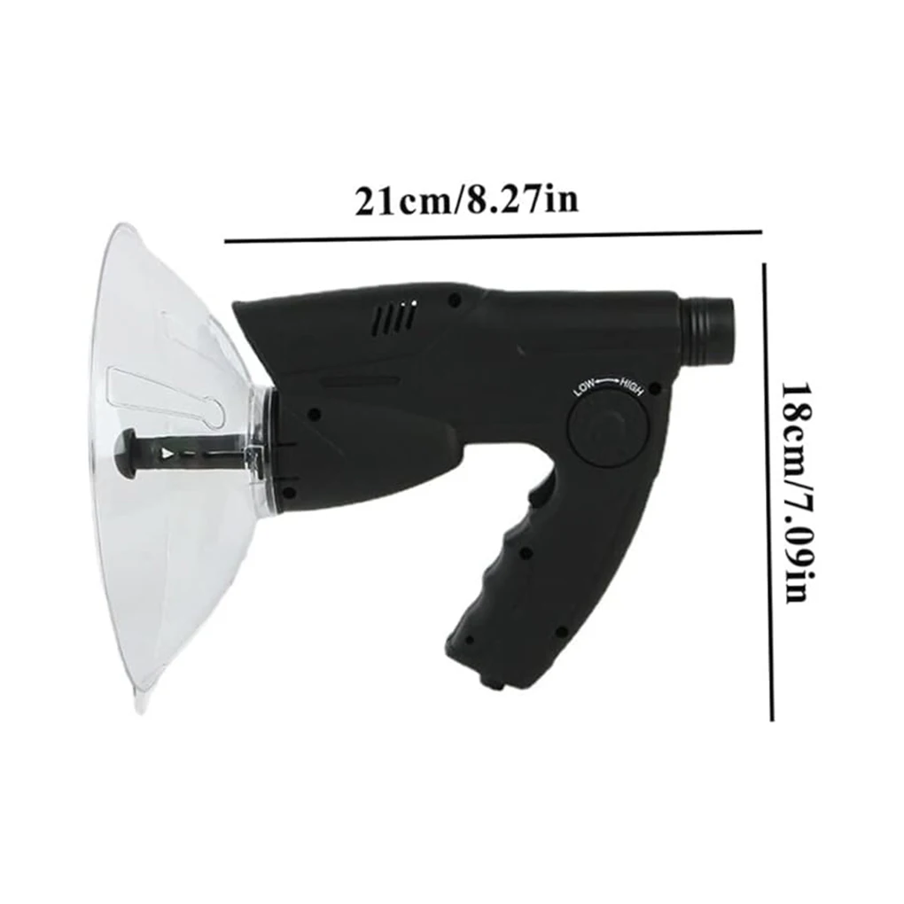 Parabolic Dish Directional Microphone Clear Sight Long Distance Hearing Birds Listening Telescope black