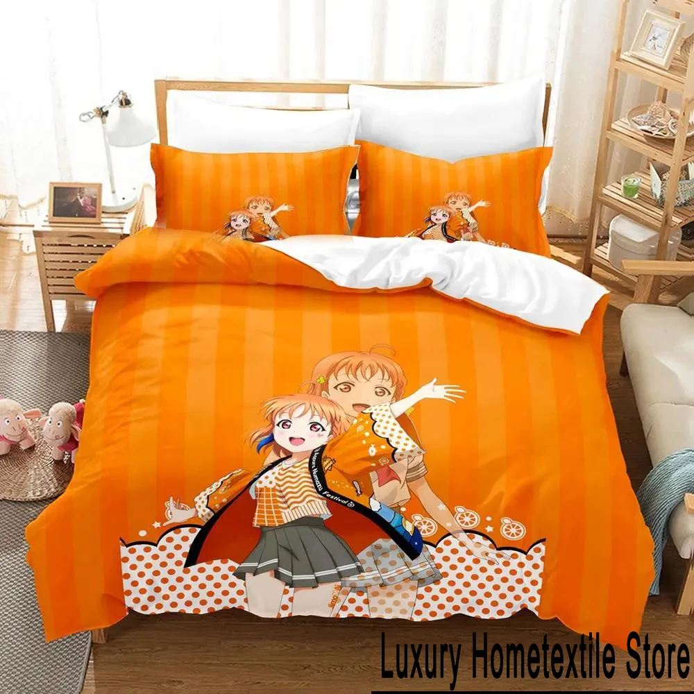 

3D Print Anime LoveLive Sunshine Bedding Set Duvet Cover Bed Set Quilt Cover Pillowcase Comforter king Queen Size Boys Adult