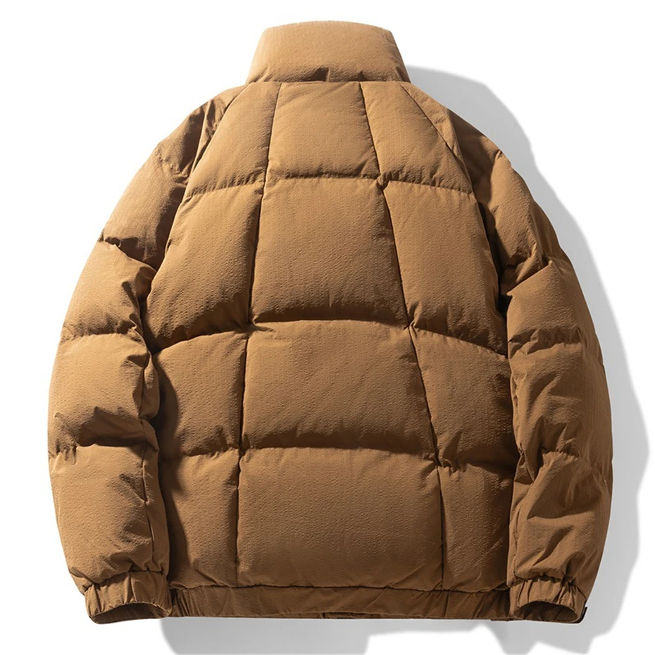 Winter Down Jacket Men Puffer Jacket Cargo Down Coats Male Winter Thick Stand Collar Down Coat Solid Color