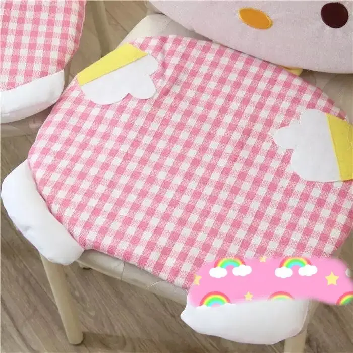 Cartoon Hello Kitty Chair Cushion Sanrio Linen Summer One-Piece Cushion Student Office Computer Chair Cover Dining Desk Cushion